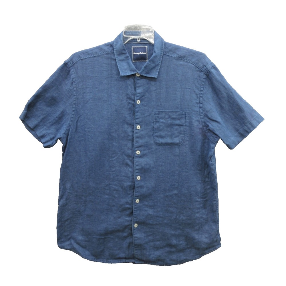 Tommy Bahama Mens Shirt Size XL San Marino Linen Camp Short Sleeve Pocket